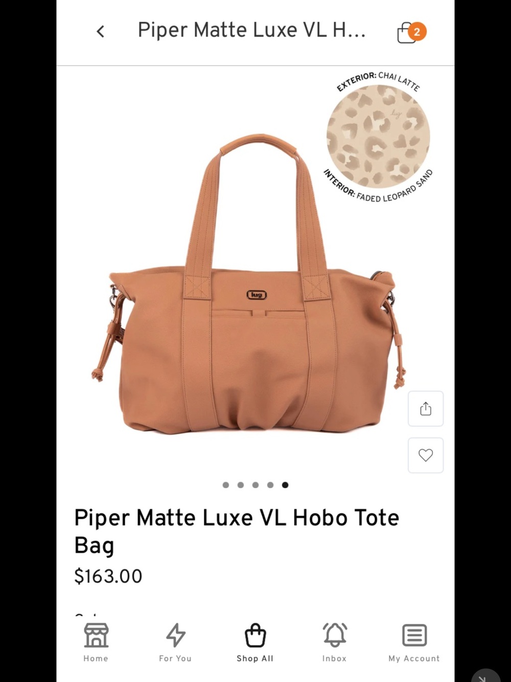 lug Piper Matte Luxe Hobo Tote in Chai Latte
